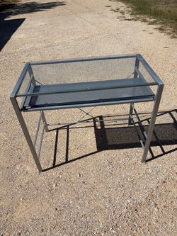 Desk With Glass Top And Keyboard Slideout