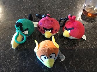 Angry Birds Space Plush Clip-On Keychains Set of 4