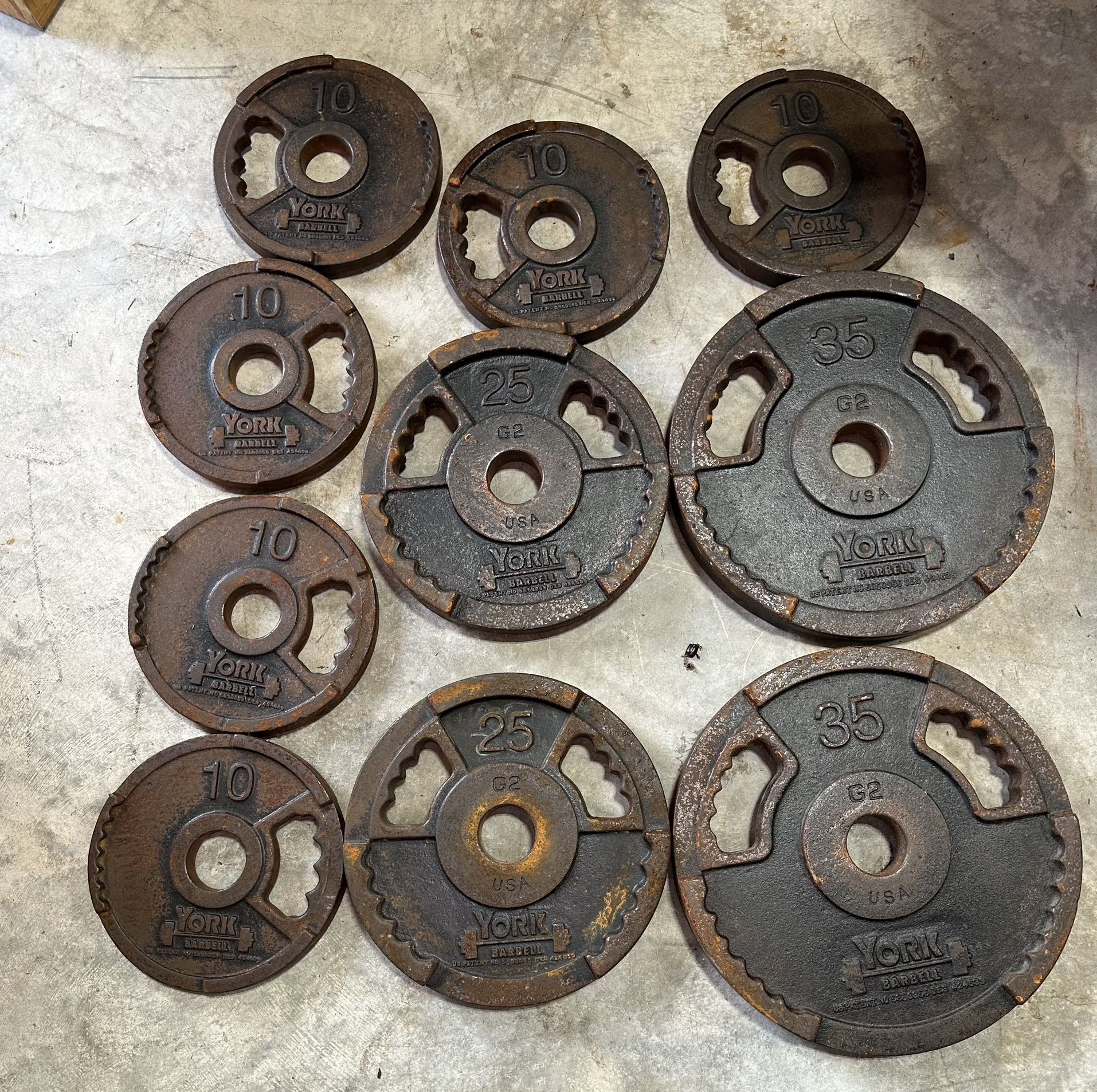 York Weight Plates.   180 Lbs.    Total