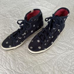 Kate Spade Navy Blue With Silver Dot High Tops