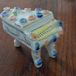 Vintage miniature porcelain grand piano