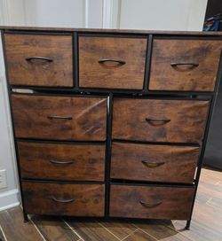9-Drawer Fabric Dresser with Metal Frame
