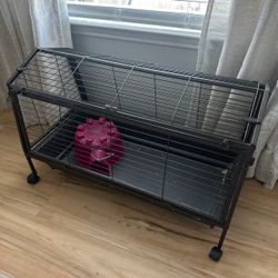 Metal Pet Cage with Pink Shelter