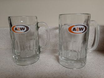Pair of vintage A&W A and W Root beer mugs