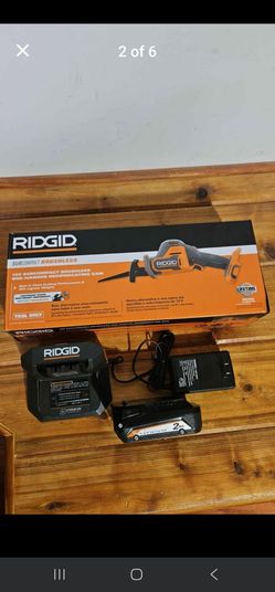 Ridgid 18V one-handed reciprocating saw, battery, charger