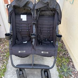 Zoe Double Stroller With Snack Tray And Handle Bar