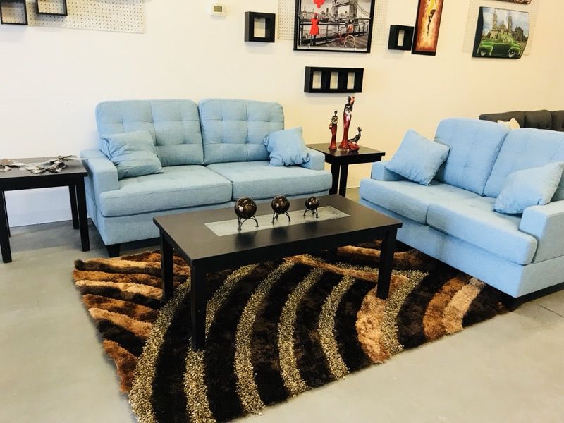 2pcs blue sofa set
