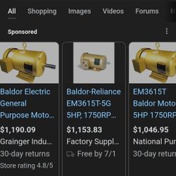 Baldor EM3615T 5 Hp Electric Motor