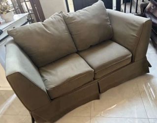 Loveseat Couch Sofa Olive Green neutral Brown
