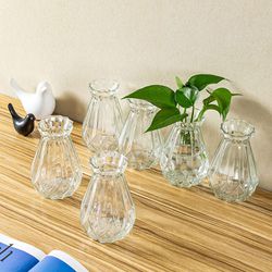 NEW! MyGift Decorative Clear Glass Vase, Diamond-Faceted Flower Bud Vases, Set of 6 / Florero Thumbnail