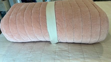 King Channel Stitch Velvet Quilt Soft Blush - Threshold™: Cotton Backing,