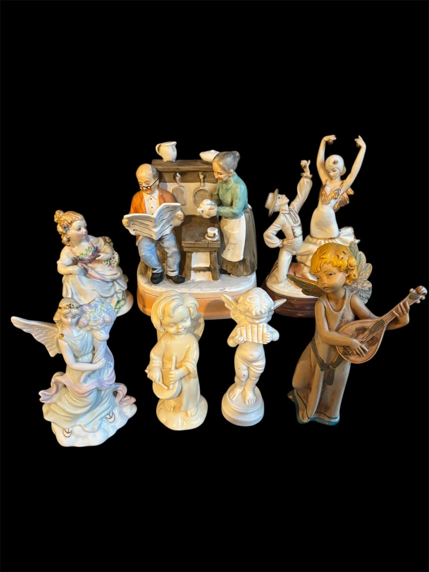 Rare Collection Of 7 Porcelain Statues