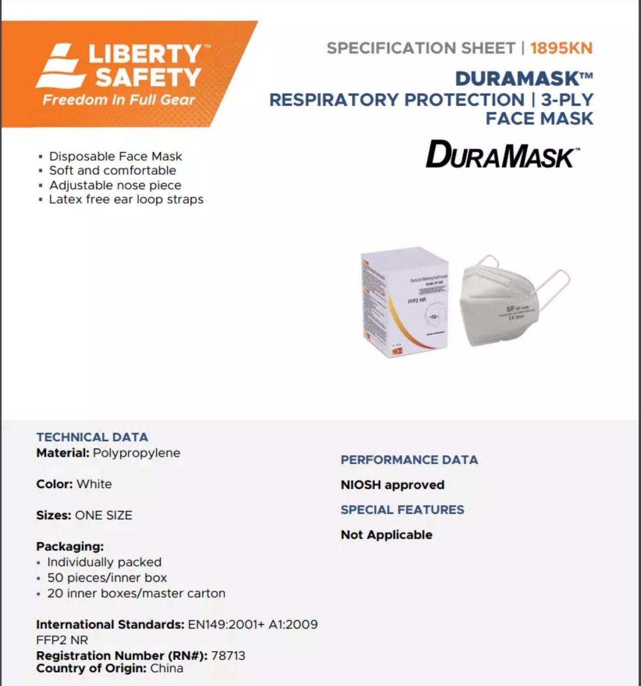 DuraMask[TM] Respiratory Protection | 3-Ply Face Mask