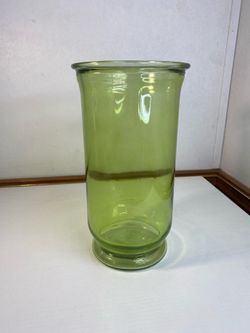 light green glass hurricane vase