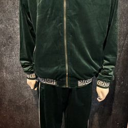 Barabas Jogger Suit Velour Green Reversible Jacket 2x