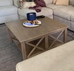 ✨ 36” Square Wood Coffee Table – Rustic Modern Style 