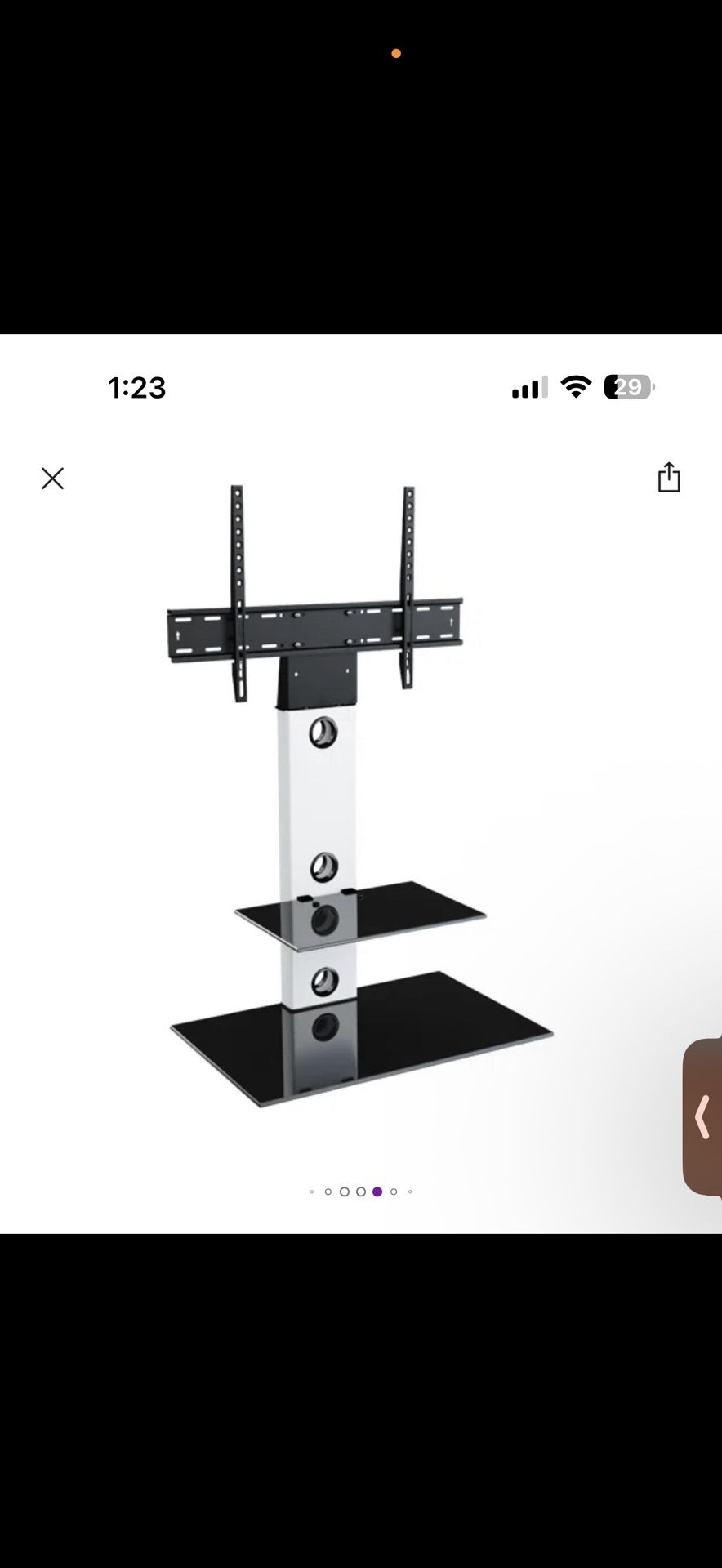 Hold Up to a 65in Tv Has Two Glass Shelf’s
