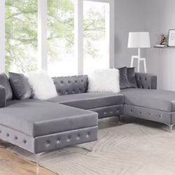 NEW XL VELVET SECTIONAL SOFA AND FREE DELIVERY- BEDROOM FURNITURE MATTRESS BED AND MORE