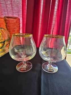 Vintage Mikasa Wheaton TS101 Gold Rim Brandy Snifters (Flawless W. Germany Crystal with a Mind-Blowing Pure Echo)
