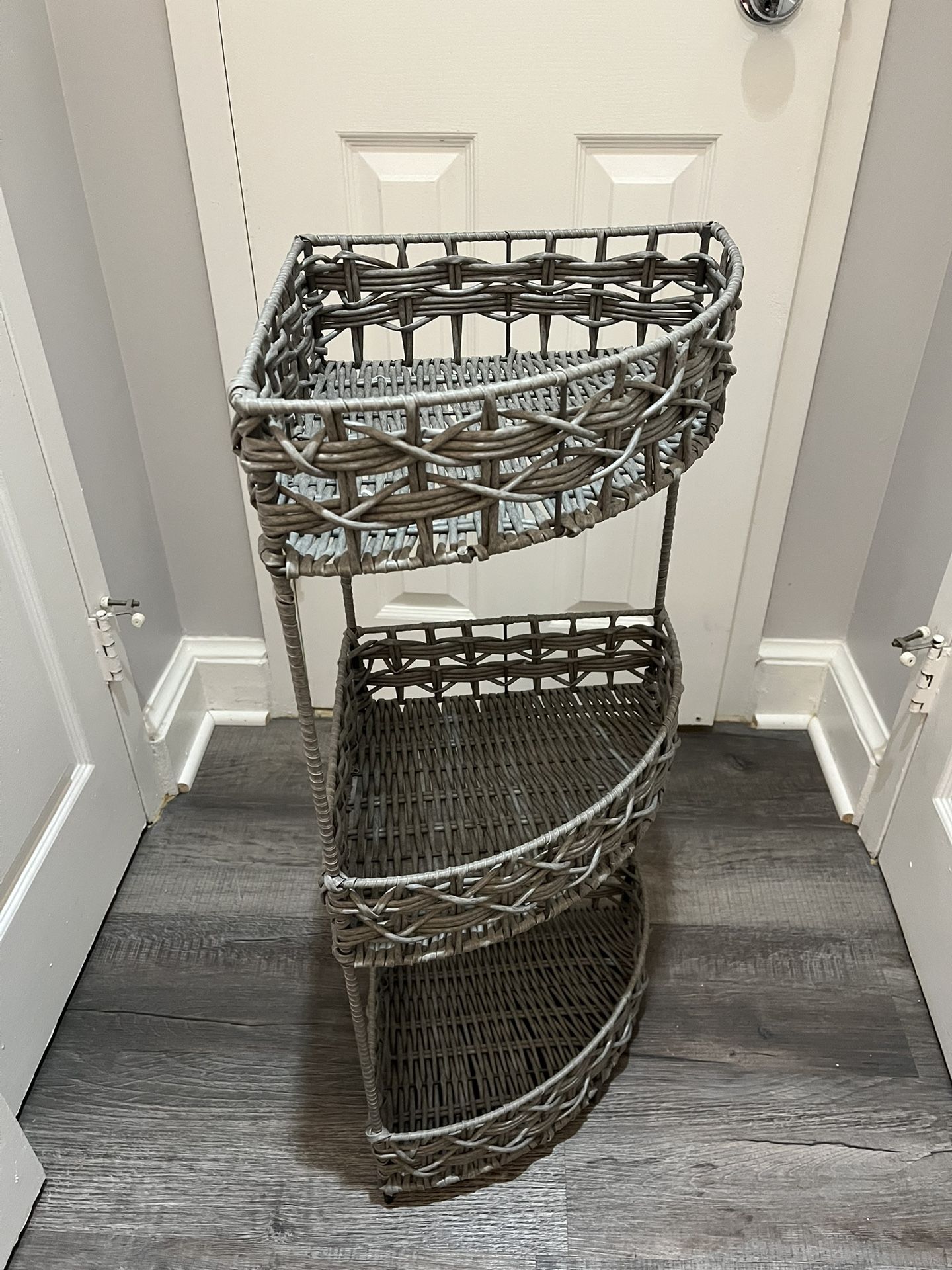 3-Tier Wicker Corner Shelf