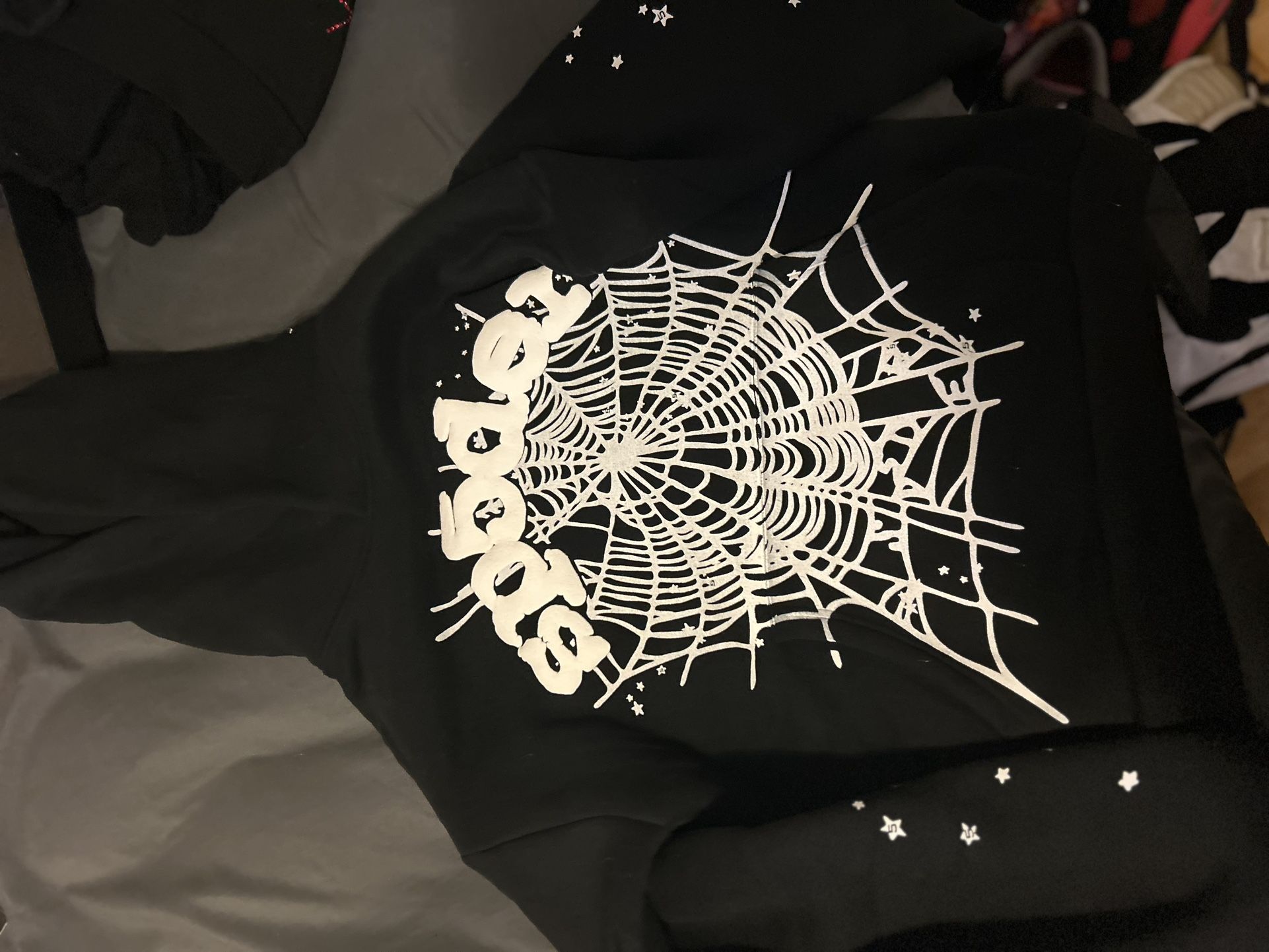 black and white sp5der hoodie
