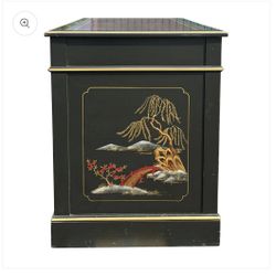 Nichols And Stone Early Chinoiserie Japanned Leather Top Desk And Chair Set