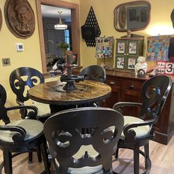 5 SWIVEL ARHAUS COUNTER HEIGHT DISTRESSED JORDAN STOOLS 