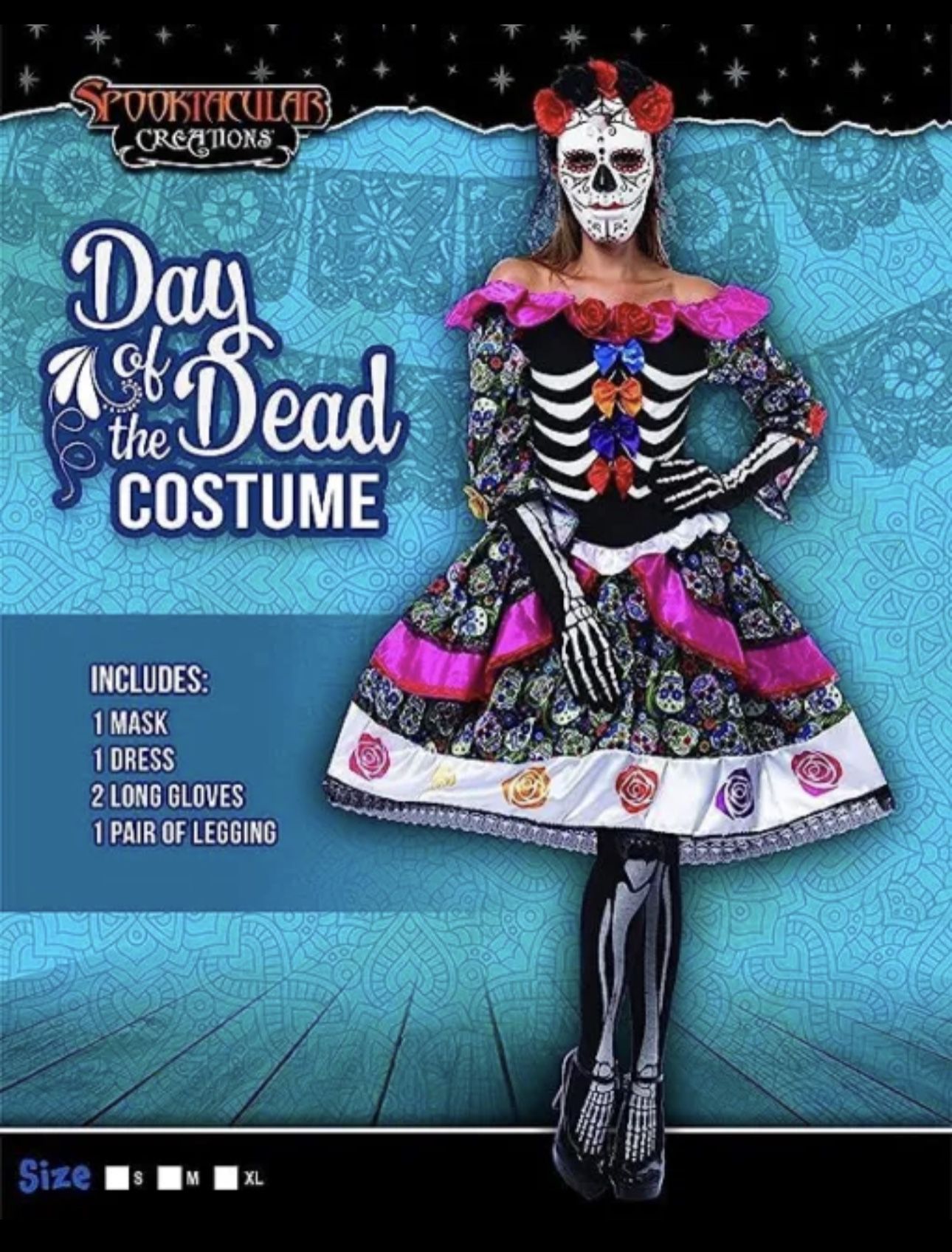 Women’s Day Of The Dead Halloween Costume Size Small