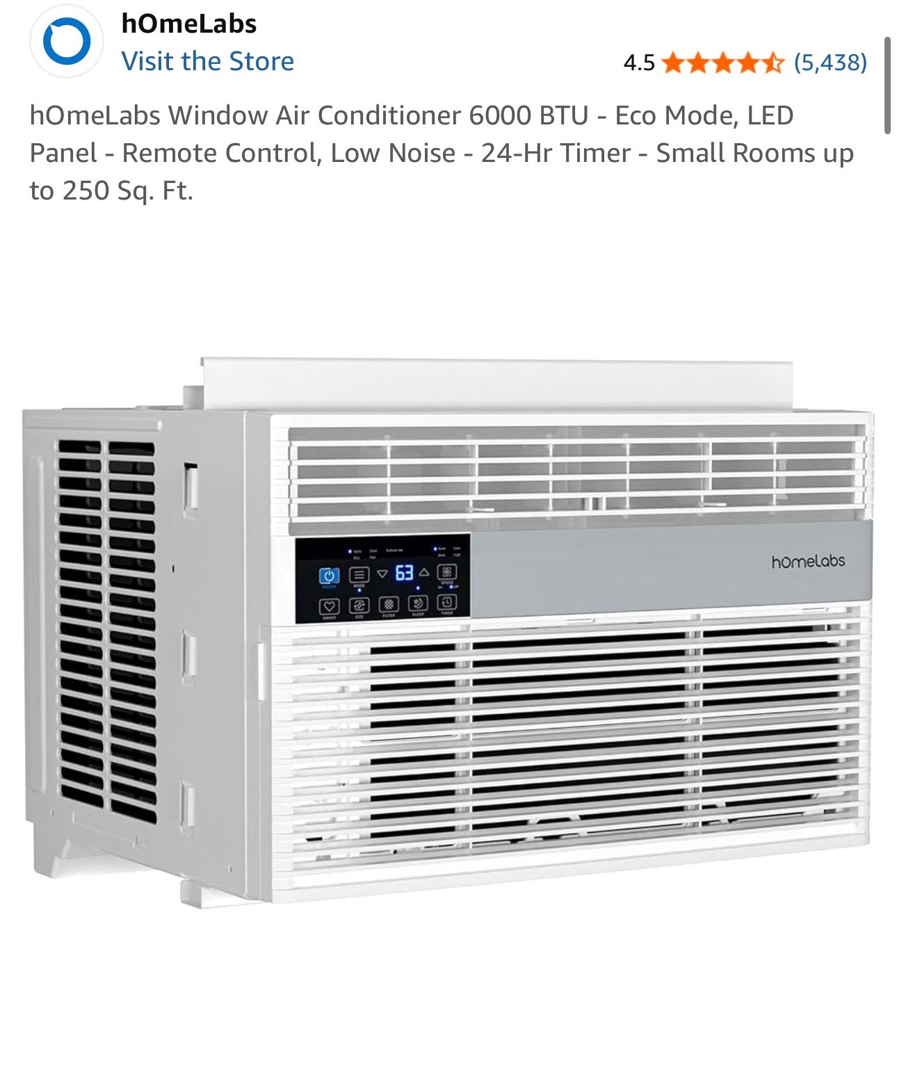 Homelabs Smart Window Ac Unit 6000 BTU