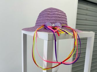 Small Woven Lavender Hat w/ Bow tie