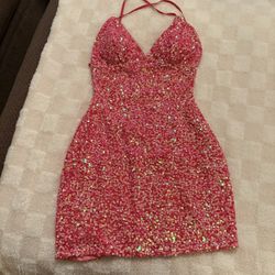 Hot Pink Sequined Dress Size 0 From Wish Boutique