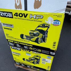 Ryobi 40V HP Brushless Whisper Series 21. in Walk Behind Self-Propelled All Wheel Drive Mower - (2) 6.0 Ah Batteries & Charger