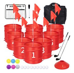 WodGod 9 Pcs Backyard Golf Outdoor Game with 2 Clubs - Outdoor Golf Yard Game for Adults and Family,