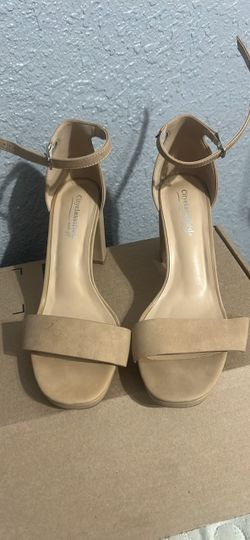 White Pointed-Toe Stiletto Heels and beige heels