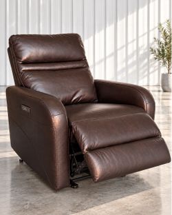 Aldryn Leather Power Glider Recliner Chair, Brown
