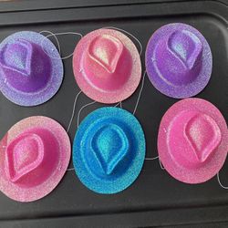 6 Mini Glitter Cowboy Party Hats