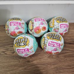MGA's Mini Verse Make It Mini Food Cafe Series 3 | Ages 8+ | Lot Of 5 Balls