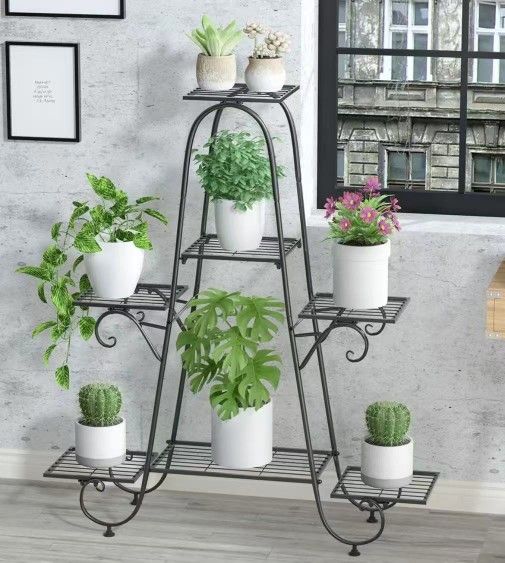 XJJ465-G2 7 Tier Metal Plant Stand Bonsai Holder&Display Rack for Home Garden