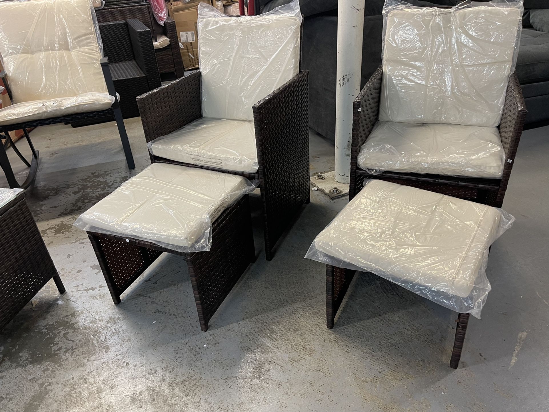 2 Chairs And Ottomans New Assembled
