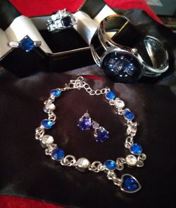 5pc Set BLUE Diamonique,CZ & Tanzanite