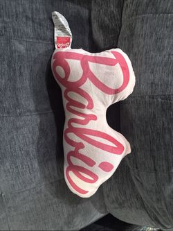 BRAND NEW Hot Pink Barbie Script Shaped Plush Pillow 18” X 8” Mattel