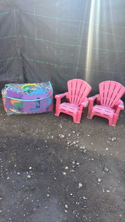 Large abc puzzle and two toddler chairs