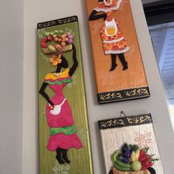 4 Pieces RARE AUTHENTIC COLOMBIAN 🇨🇴 ART WOODEN WALL DECORATIONS 