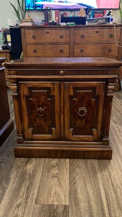 Vintage Hard Wood Side Table Cabinet