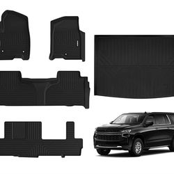 Naibeve Floor Mats for 2021-2023 2024 Chevrolet Suburban/GMC Yukon XL 8 Seats-All Weather for Chevrolet Suburban/GMC Yukon XL Floor Mats Liners (2nd R