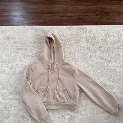 SHEIN Women’s Cropped Beige Zip Up Hoodie Size XL