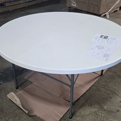 ! NEW! AWESOME! Flash Furniture Scarborough 5' Round Plastic Folding Table with Carrying Handle, Plast