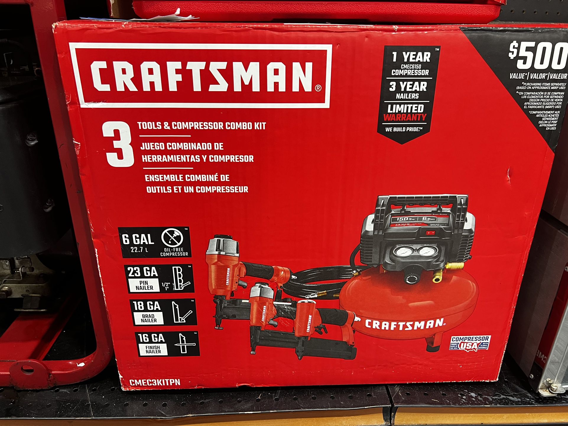 Craftsman 3 Tool & Compressor Combo Kit 6 Gal