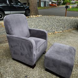 Solid Grey Modern Matching GLIDER Chair/Ottoman-Excellent Condition!
