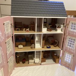 Furnished Wooden Dollhouse